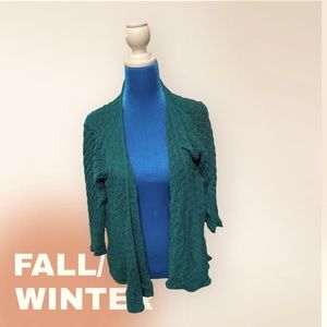 Kim Rogers green open face sweater Sz large rayon/cotton blend